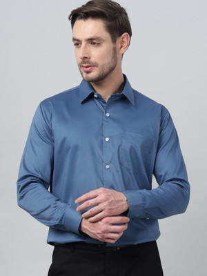 Hancock Men Solid Formal Blue Shirt