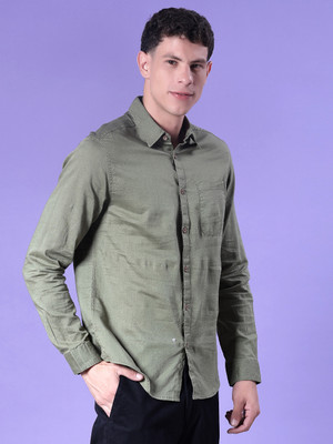 V-MART Men Solid Casual Green Shirt