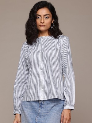 Roadster Women Striped Casual White Shirt