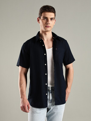 TOMMY HILFIGER Men Solid Casual Blue Shirt