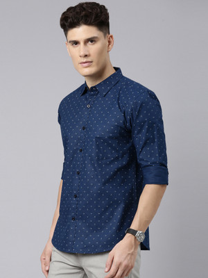 METRONAUT Men Printed Casual Blue Shirt