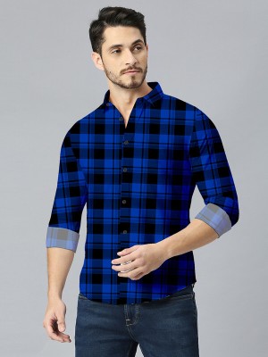 Yaara fashion Men Printed Casual Blue Shirt