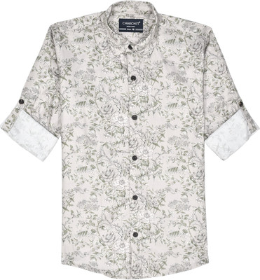 Charchit Boys Printed Casual Orange Shirt