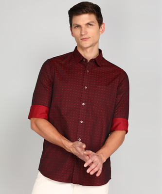 COLORPLUS Men Self Design Casual Red, Maroon Shirt