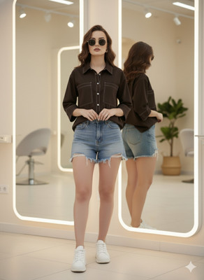 Beau Dell Women Embroidered Casual Brown Shirt