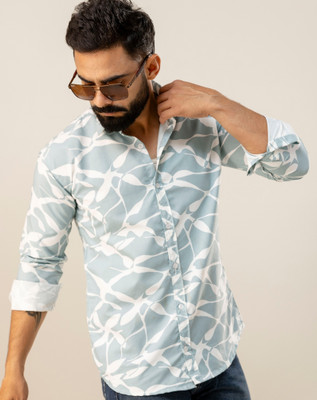Surhi Men Printed Casual Light Green Shirt