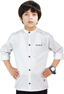 crane Boys Solid Casual White Shirt