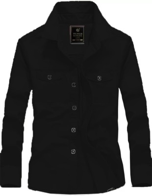 UC UNITED CLUB Men Solid Casual Black Shirt