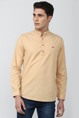 VAN HEUSEN Men Self Design Straight Kurta(Yellow)