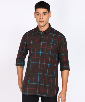 PETER ENGLAND Men Checkered Casual Green Shirt