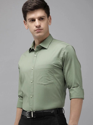 snindustries Men Solid Casual Green Shirt