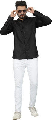 ALVIN ENTERPRISE Men Solid Casual Black Shirt