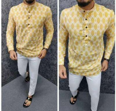 ALVIN ENTERPRISE Men Solid Casual Yellow Shirt