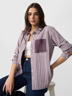 The Souled Store Women Striped Casual Multicolor Shirt