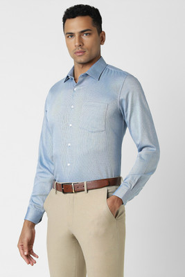 VAN HEUSEN Men Self Design Formal Dark Blue Shirt