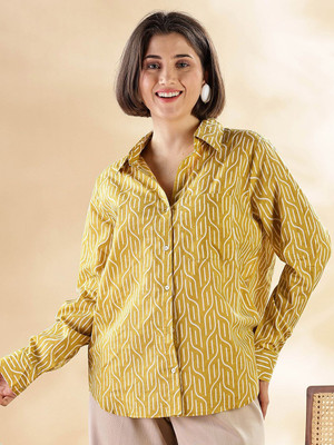 ANOUK Women Geometric Print Casual Yellow Shirt