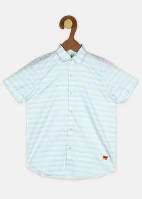 KILLER Boys Striped Casual Green Shirt