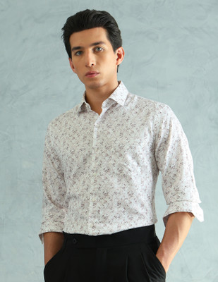 ARROW Men Printed Formal White Shirt
