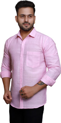 RAI's Men Self Design Casual Pink Shirt