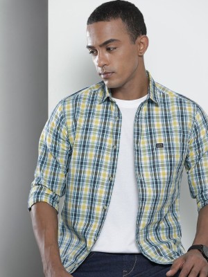 The Indian Garage Co. Men Checkered Casual Yellow Shirt