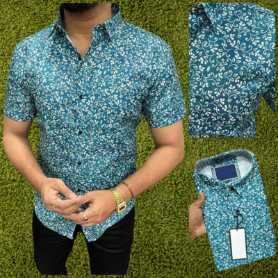 kinggspire Men Printed Casual Blue Shirt