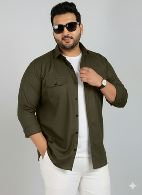 VividStyle Men Solid Casual Dark Green Shirt