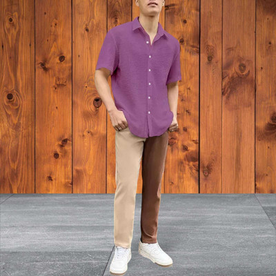 SHIVAY FASHIONS Men Solid Casual Purple Shirt
