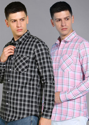 Moda Rapido Men Checkered Casual Multicolor Shirt(Pack of 2)