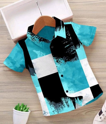 GADHIYA BOUTIQUE Boys Printed Casual Light Blue Shirt