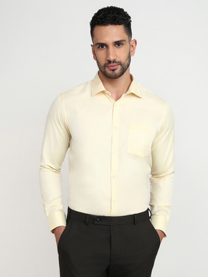 PARK AVENUE Men Printed Formal Yellow Shirt