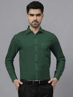Navkanj Men Solid Formal Green Shirt