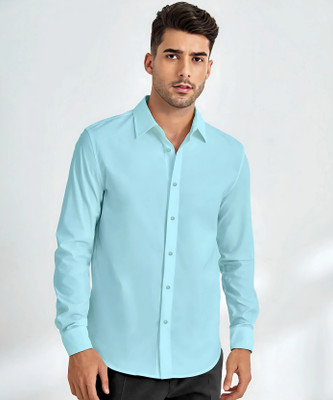 METRONAUT Men Solid Casual Light Blue Shirt