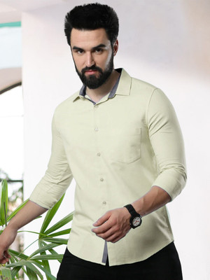 Moda Rapido Men Solid Formal Green Shirt