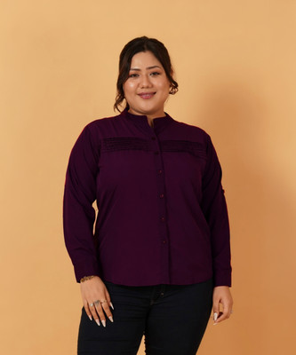 ANGOORI FASHION Women Solid Formal Purple Shirt