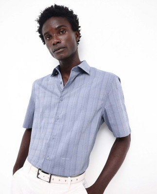 RARE RABBIT Men Checkered Casual Blue Shirt
