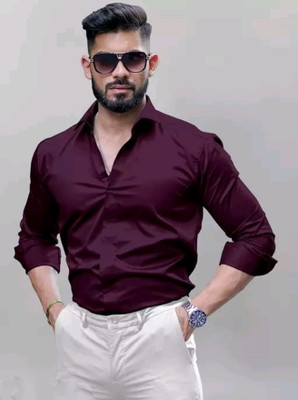 uvwholesale Men Solid Formal Purple Shirt