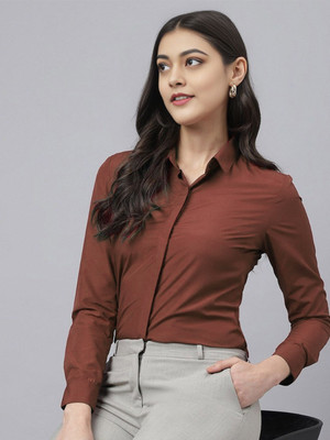 ZAINAB CREATIONS Women Solid Formal Brown Shirt