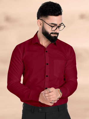 Typetron Fashion Men Solid Formal Maroon Shirt