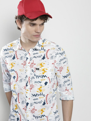 The Indian Garage Co. Men Printed Casual White Shirt