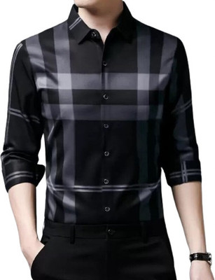 Isuel Fabb Men Solid Casual Black, Grey Shirt