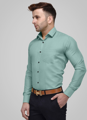 SHIRTWALAA Men Solid Formal Light Green Shirt