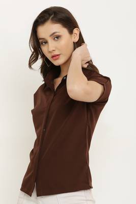 Girls solid brown shirt store