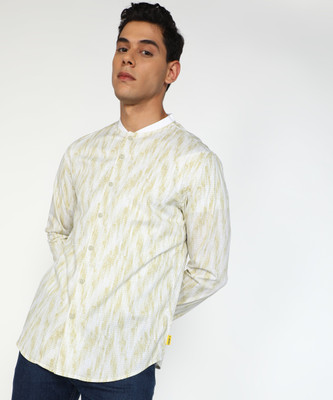 FOREVER 21 Men Printed Casual Yellow Shirt
