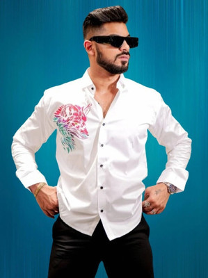 Bridon Creations Men Animal Print Casual White Shirt