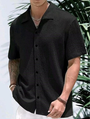 UNNATI TRENDS Men Solid Casual Black Shirt