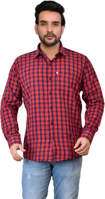 Arthz Fashion Trend Men Checkered Casual Red Shirt