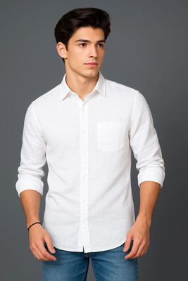 ZENE Men Self Design Casual White Shirt