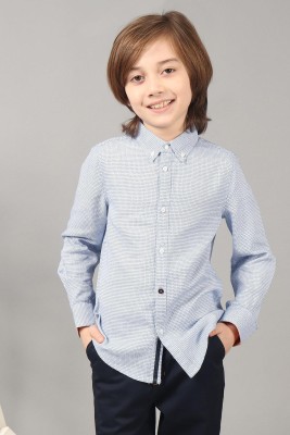 One Friday Baby Boys Solid Formal Blue Shirt