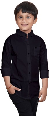 SKY PEARL Boys Solid Casual Black Shirt