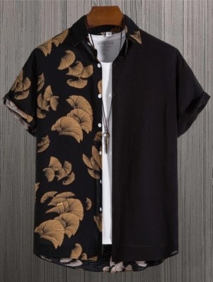 Hashtag Fashion Men Printed, Floral Print Casual Black Shirt